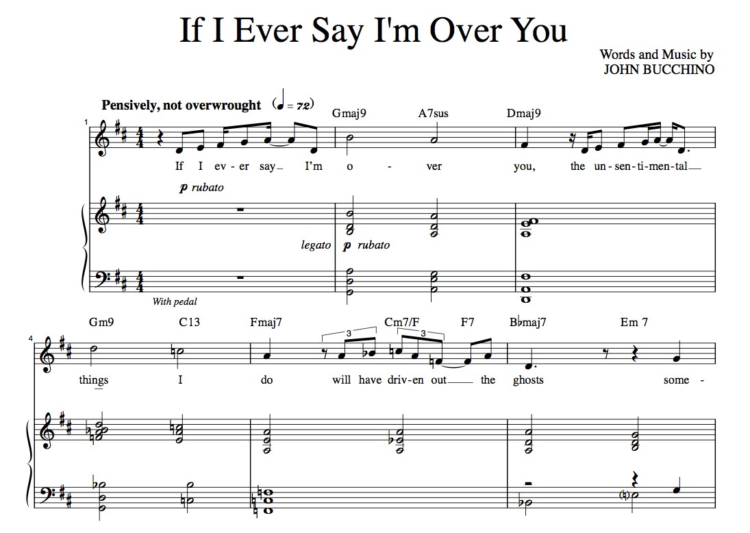“If I Ever Say I’m Over You” [Wistful love ballad] in D – Baritone or Tenor (“Grateful” and “It’s Only Life” CDs key)  