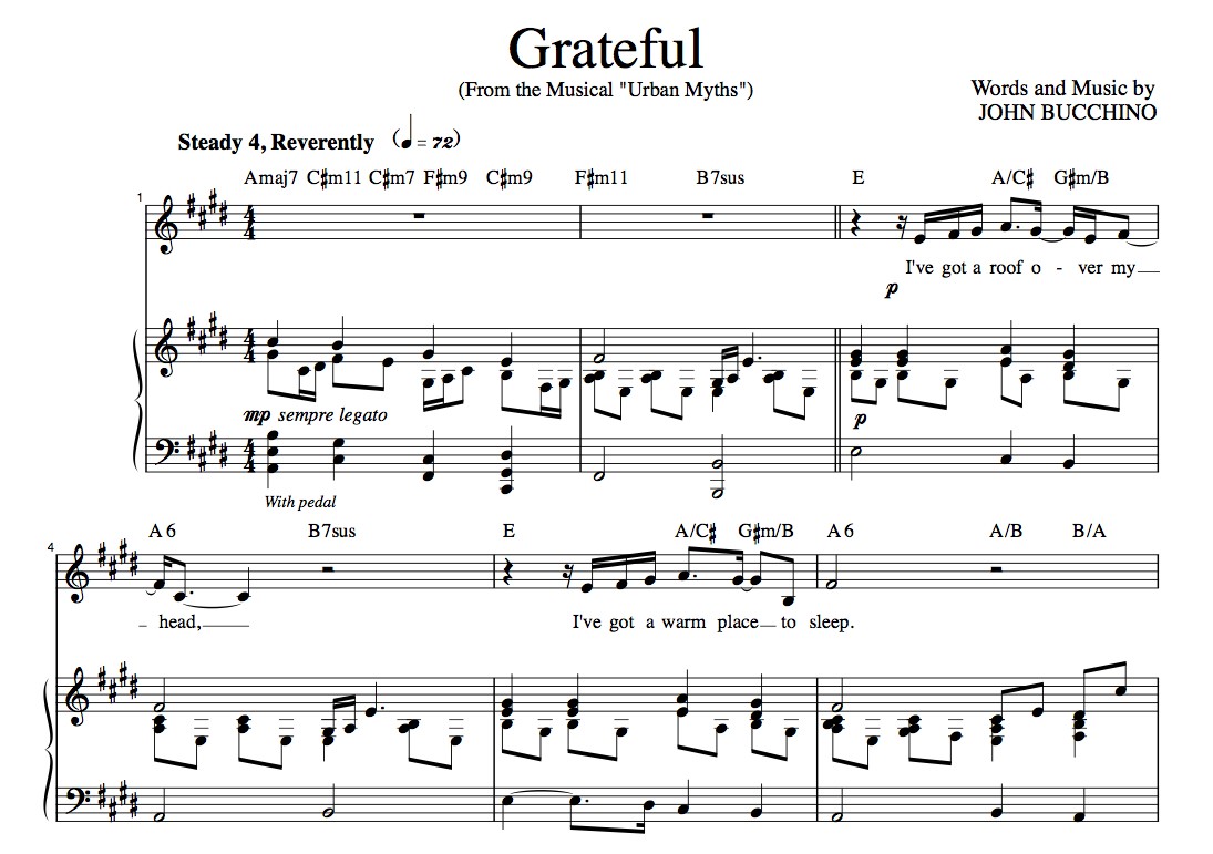 “Grateful” [An anthem of giving thanks] in E – Baritone or High Soprano 