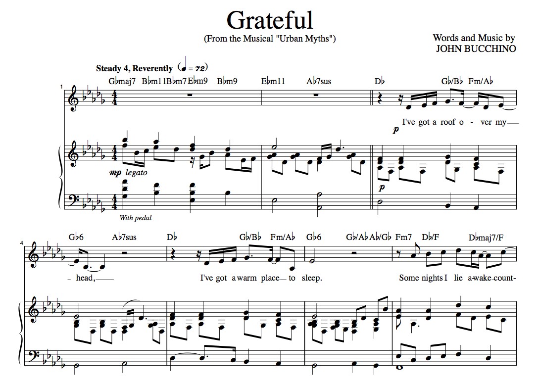 “Grateful” [An anthem of giving thanks] in Db – Baritone or Soprano 