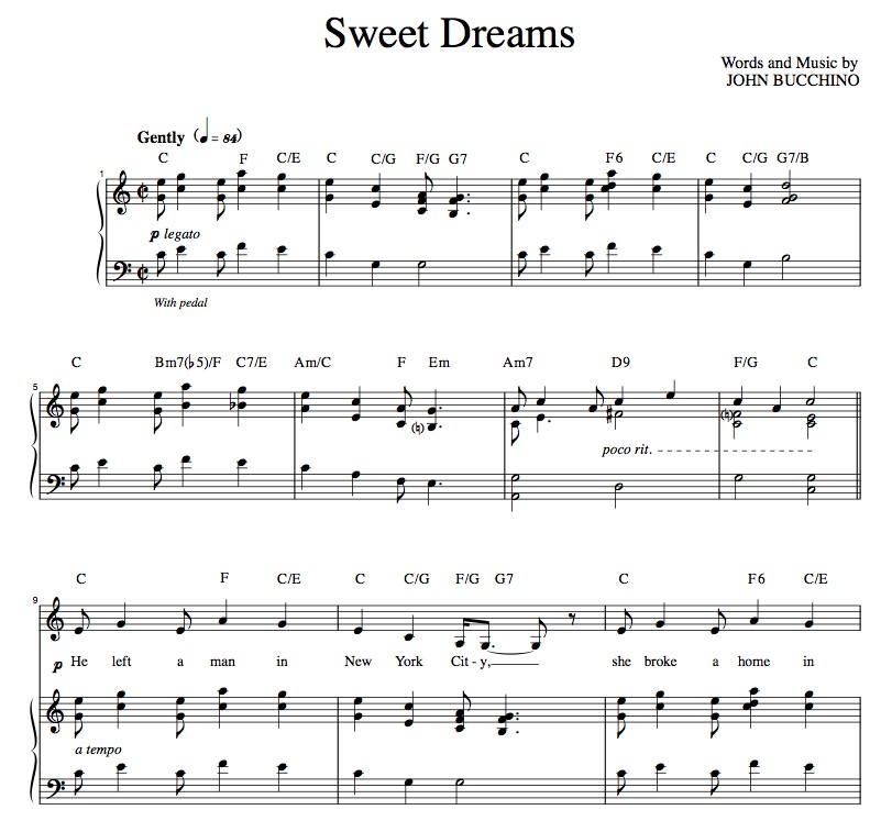 “Sweet Dreams” [Poignant story song] in C