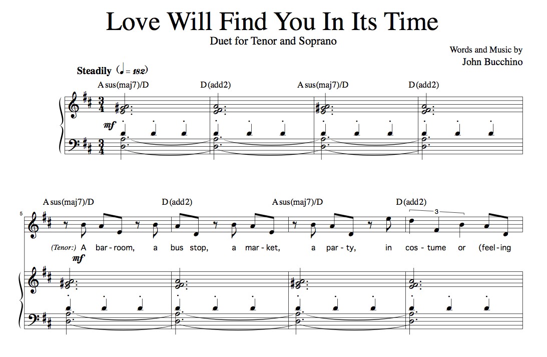 “Love Will Find You In It’s Time” [Funny, hopeful medium-tempo] in D