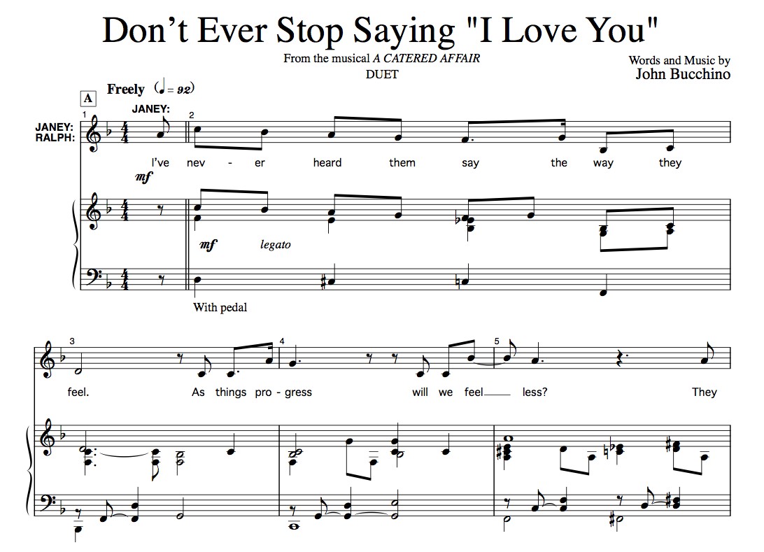 “Don’t Ever Stop Saying ‘I Love You’” [Love ballad] (Duet for Soprano & Tenor) in F to A