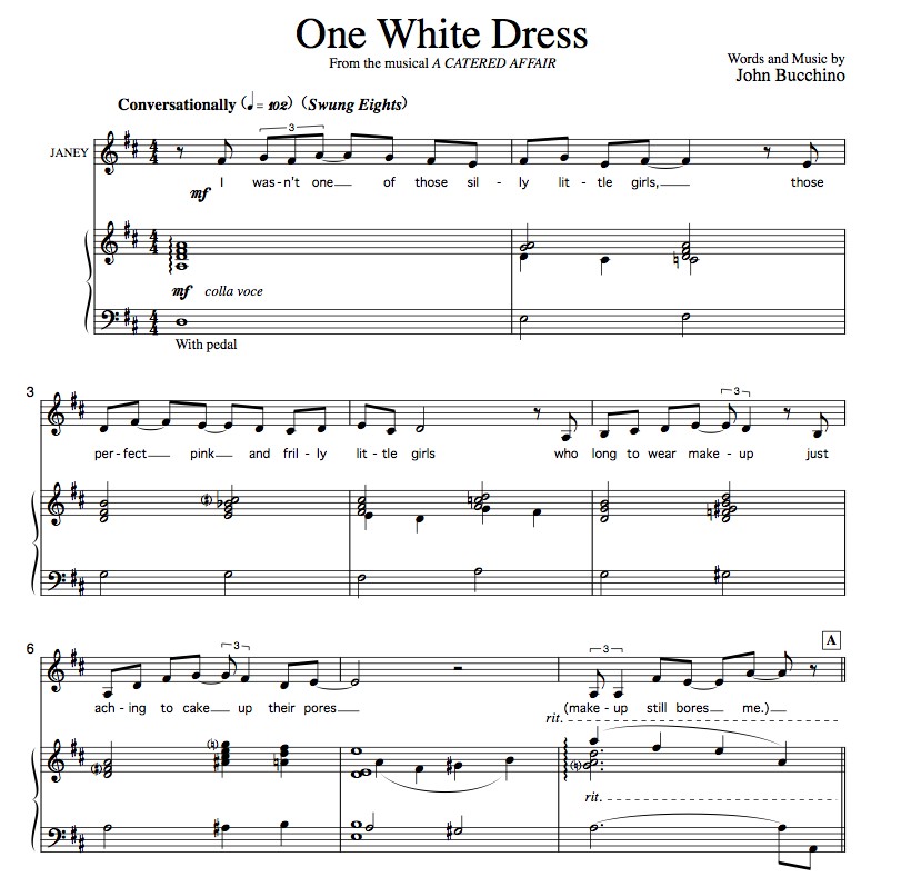 “One White Dress” [Humorous bouncy medium-tempo] in D