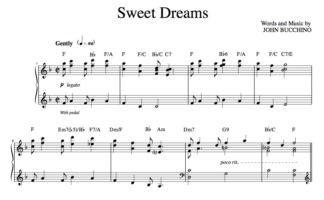 “Sweet Dreams” [Poignant story song] in F – Tenor