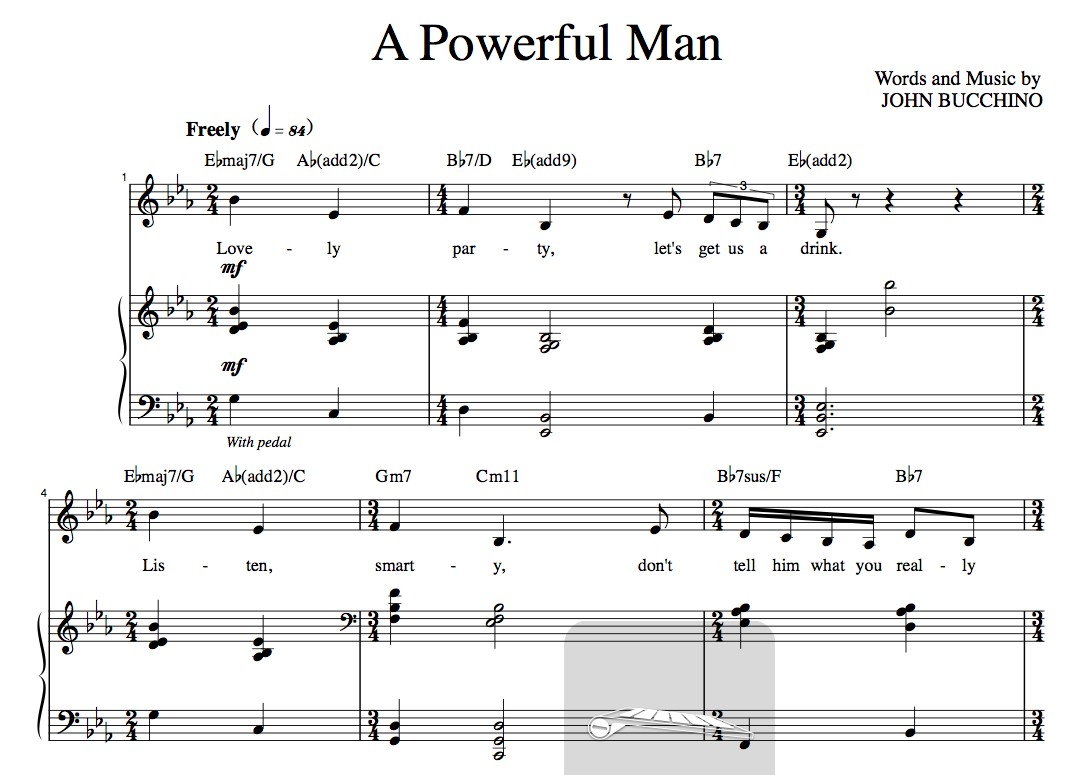 “A Powerful Man” [Up-tempo comedy] in Eb – Bass or Soprano