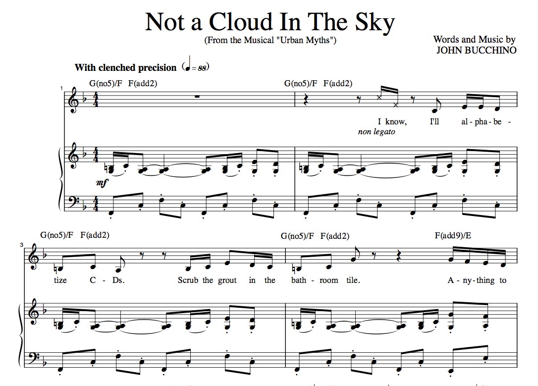 “Not A Cloud In The Sky” [Medium-tempo acting piece] in F – Bass or Soprano