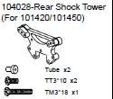 104028 Rear Shock Tower + Tube x2 + Philip Screw TM3*10 x3 & TT3*18 x2