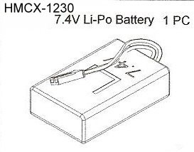 HMCX-1230 Lipo Battery Set 7.4V 800mah