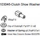 103046 Clutch Shoe Washer + E Clip φ7.0 x 1 + Clip of Clutchφ5.1*φ10*1.0 x2 + Washer of Spring φ3.2*φ8*0.5 x1 + Inner Hex Column Screw ISOO3*8
