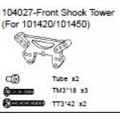 104027 Front Shock Tower + Tube x2 + Philip Screw TM3*18 x3 & TT3*42 x2