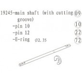 19245 Main Shaft with Cutting Groove / Pin 10 / Pin 12 / E-ring