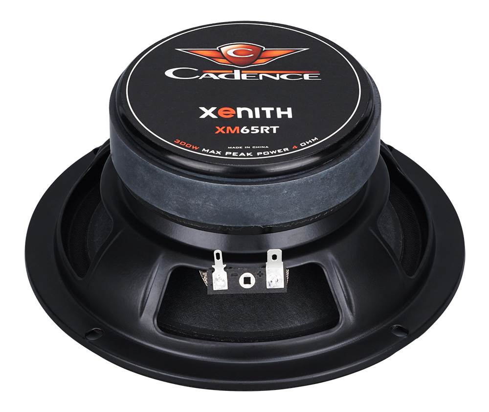  Cadence Xenith XM65RT Pro Audio Par de altavoces de rango  medio, 6.5 pulgadas, 300 W de potencia máxima, 4 ohmios, parrilla incluida,  paquete completo de altavoces de puerta cruzada para coche