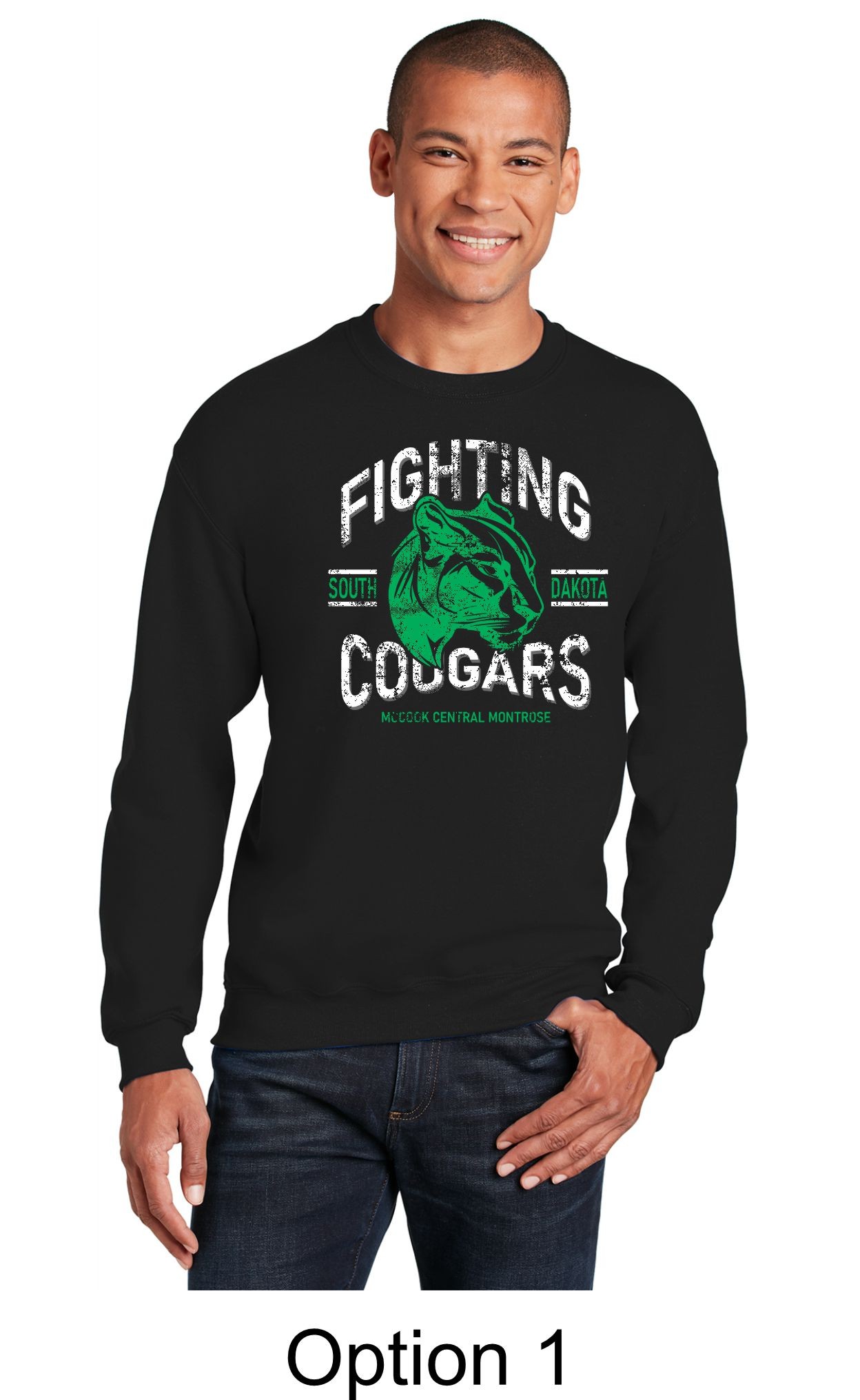 MCM Fighting Cougars Customizable Crewneck - Black