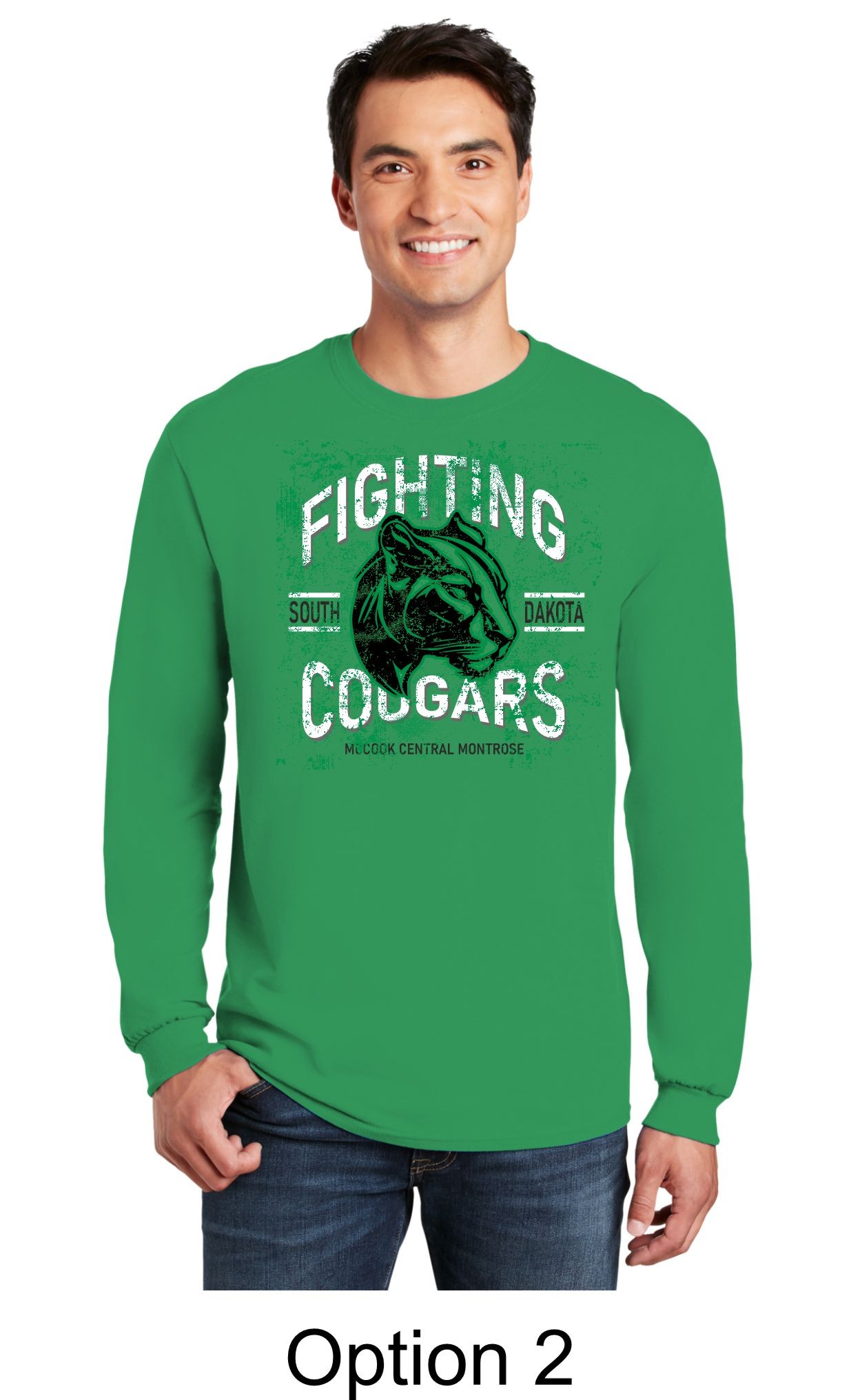 MCM Fighting Cougars Customizable Long Sleeve - Irish Green