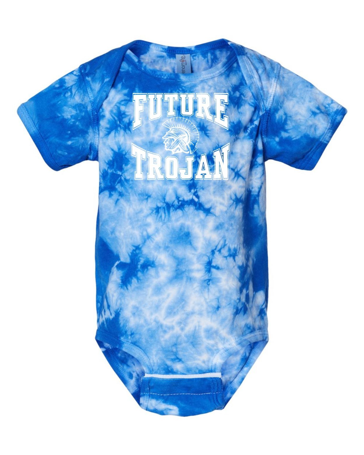 Infant West Central Future Trojan Crystal Dye Onesie - Royal